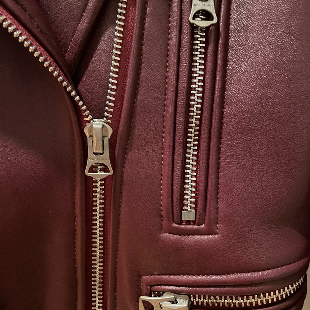 Acne Studios Women's Maroon Mock Leather Jacket - Picture 3 of 8
